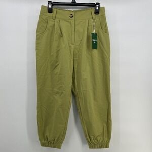 Halara Mid Rise Cotton‎ High Waisted Pleated Cotton Jogger Pants Regular Size M